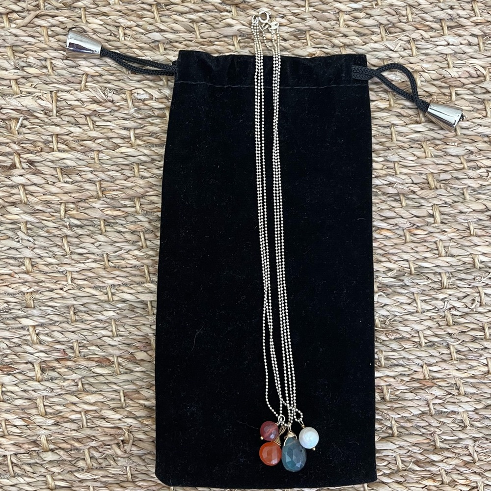 Multi-chain, Rhinestone & Pearl Bauble Necklace